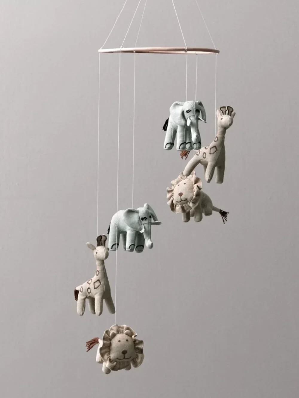 Restoration Hardware Baby & Child Chambray Animal Mobile Elephant Lion Giraffe